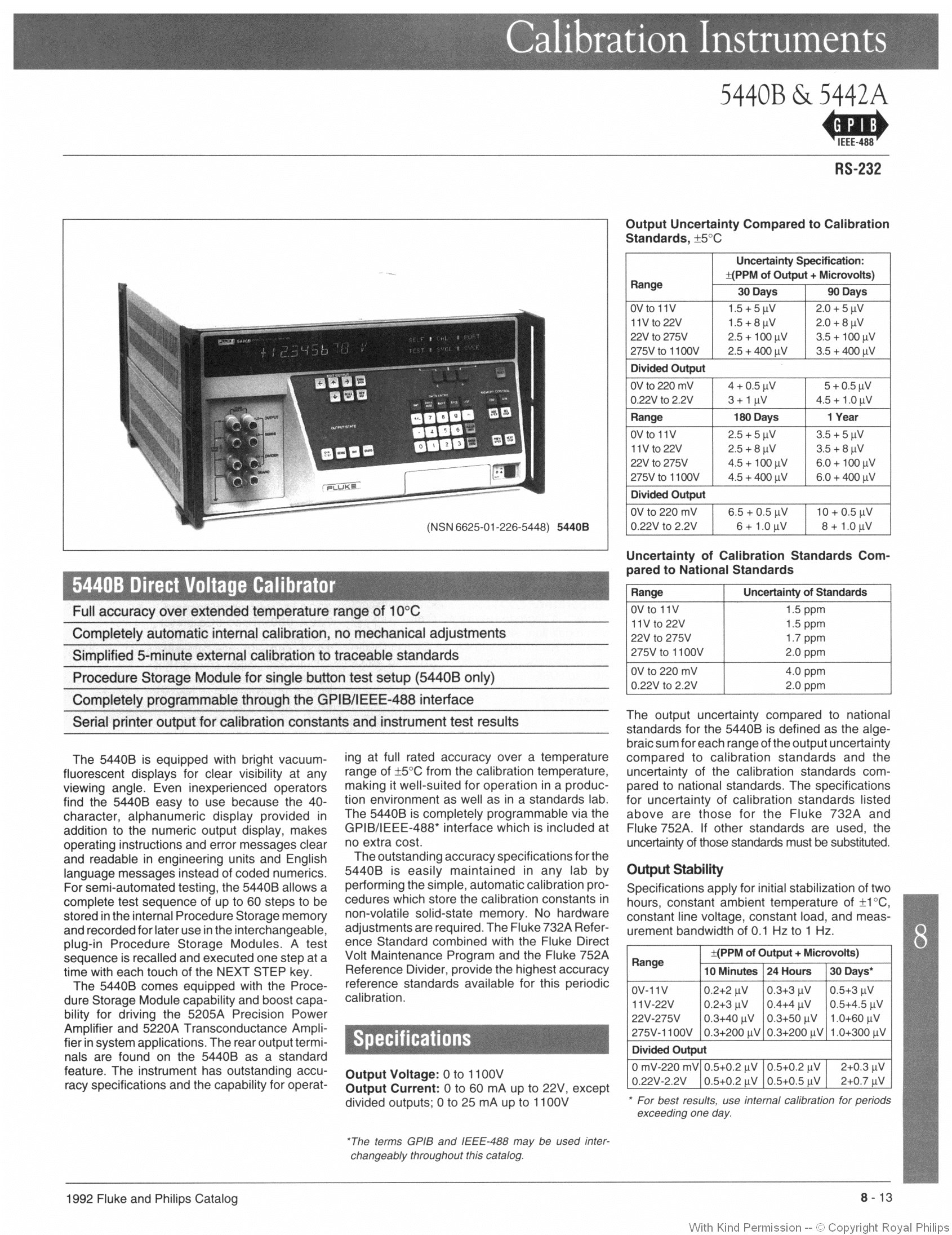 Fluke 5440B and Fluke 5442A